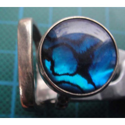 Silver ring with deep blue and navy patterned stone_1366