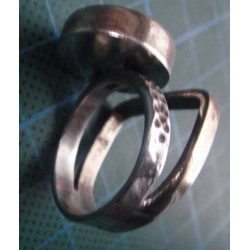 Silver ring with deep blue and navy patterned stone_1366