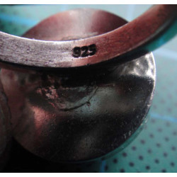 Lacivert-siyah damarlı sedef görünümlü taşlı gümüş yüzük_1366