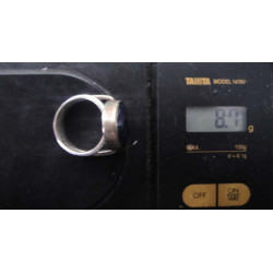 Lacivert-siyah damarlı sedef görünümlü taşlı gümüş yüzük_1366