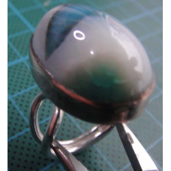 Silver ring  with oval blue-white stone_1367