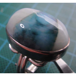 Silver ring  with oval blue-white stone_1367