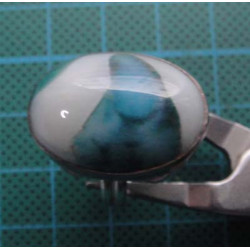 Silver ring  with oval blue-white stone_1367