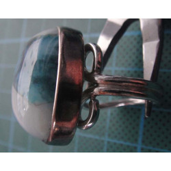 Silver ring  with oval blue-white stone_1367