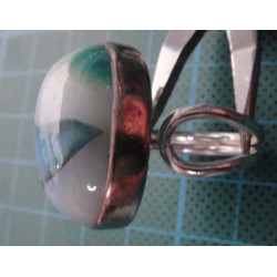 Silver ring  with oval blue-white stone_1367
