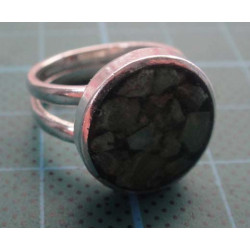 Silver ring with green mosaic stone_1369