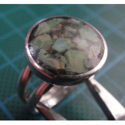Silver ring with green mosaic stone_1369