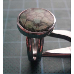 Silver ring with green mosaic stone_1369
