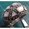 Silver ring with mother of pearl and marcasite_1374