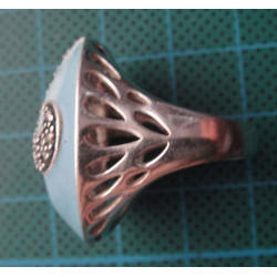 Silver ring with blue oval stone and marcasite swirl_1375