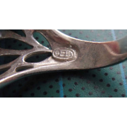 Mavi oval taşlı markazitli kıvrım desenli gümüş yüzük_1375