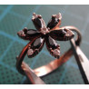 Silver Ring with rose gold flower ring with black stones_1377