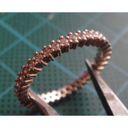 Rose gold thin silver eternity ring with single row stones_1380