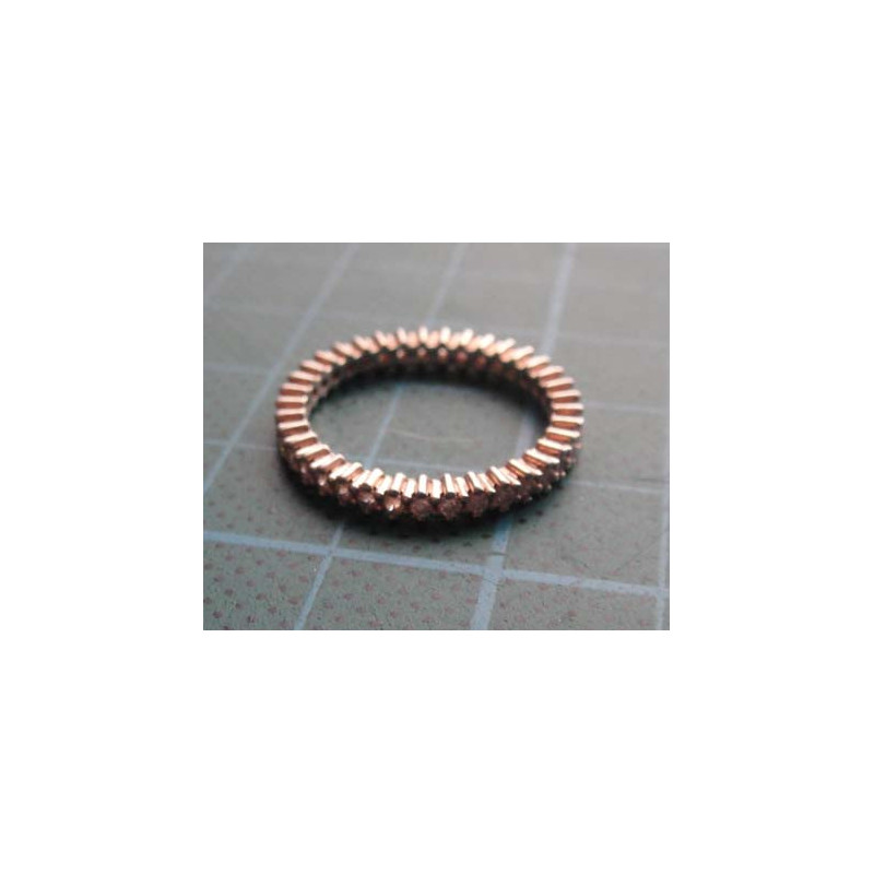 Rose gold thin silver eternity ring with single row stones_1380