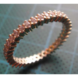 Rose gold thin silver eternity ring with single row stones_1380