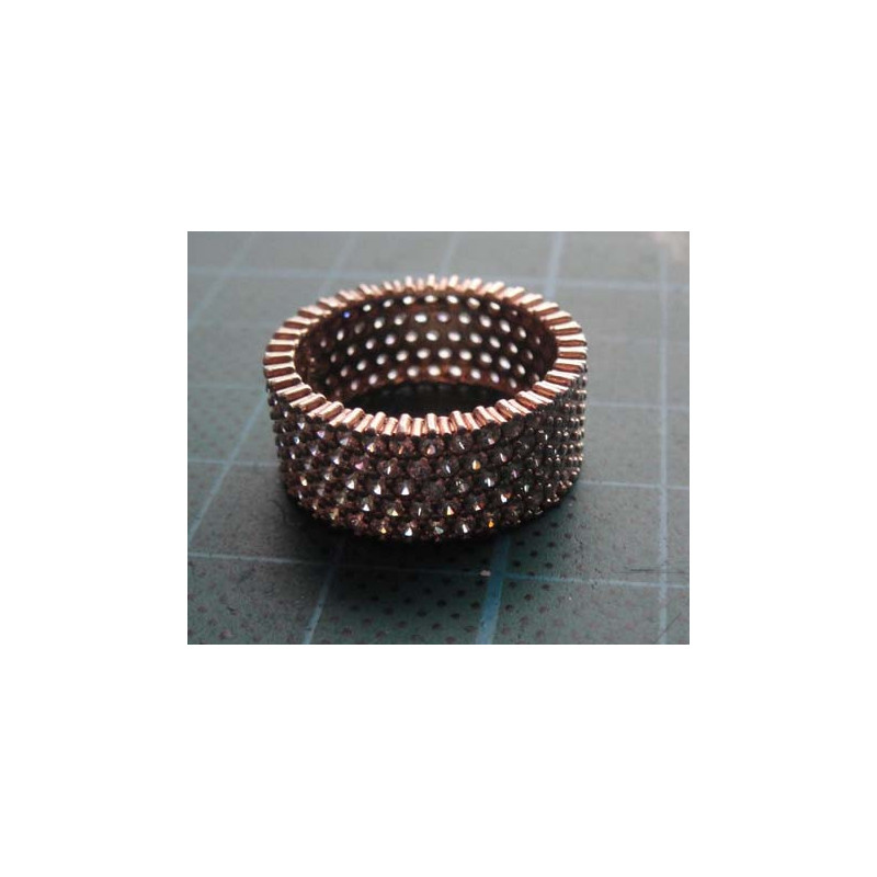 Rose gold 5 row pave band silver ring_1381