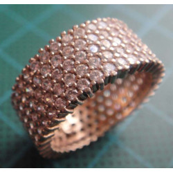 Rose gold 5 row pave band silver ring_1381