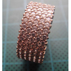 Rose gold 5 row pave band silver ring_1381