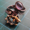 Silver handmade ring with purple stone and angel figure_1384