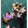 Silver handmade ring with purple stone and angel figure_1384