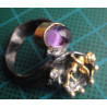 Silver handmade ring with purple stone and angel figure_1384