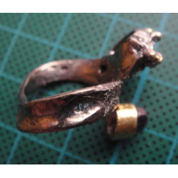 Mor taşlı melek figürlü gümüş el işi yüzük_1384