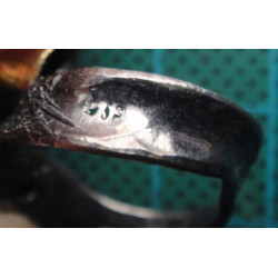 Mor taşlı melek figürlü gümüş el işi yüzük_1384