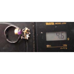 Silver handmade ring with purple stone and angel figure_1384