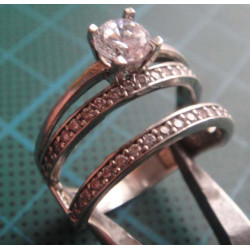 Silver solitaire and eternity ring _1387