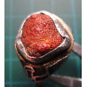 Silver ring with coral stone and flame motif_1389