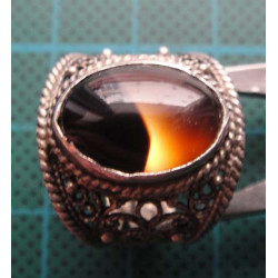Silver ring with oval tiger eye stone_1391
