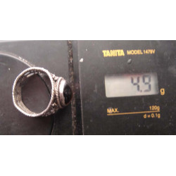 Oval kaplan gözü taşlı tel kari işlemeli gümüş yüzük_1391