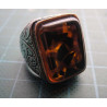 Silver ring  with rectangular mosaic amber stone_1393