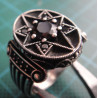 Silver ring with black stone and star motif_1394