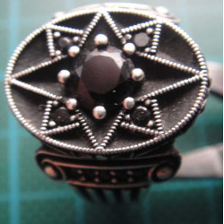Silver ring with black stone and star motif_1394