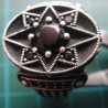 Silver ring with black stone and star motif_1394