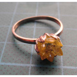 Rose gold colored silver ring with yellow crystal flower stone_1395
