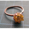 Rose gold colored silver ring with yellow crystal flower stone_1395
