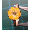 Rose gold colored silver ring with yellow crystal flower stone_1395