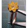Rose gold colored silver ring with yellow crystal flower stone_1395