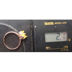 Rose gold colored silver ring with yellow crystal flower stone_1395