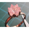 Rose gold colored solitaire silver ring with pink crystal flower stone_1396