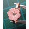 Rose gold colored solitaire silver ring with pink crystal flower stone_1396