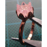 Rose gold colored solitaire silver ring with pink crystal flower stone_1396