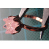 Rose gold colored solitaire silver ring with pink crystal flower stone_1396
