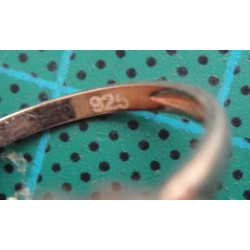 Rose gold colored solitaire silver ring with pink crystal flower stone_1396