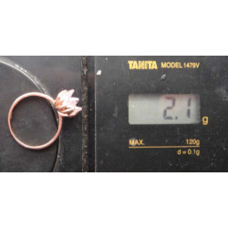 Pembe kristal çiçek taşlı gümüş yüzük_1396