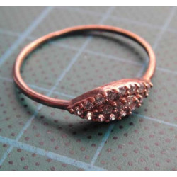 Rose gold colored marquise shaped zircon silver ring_1398