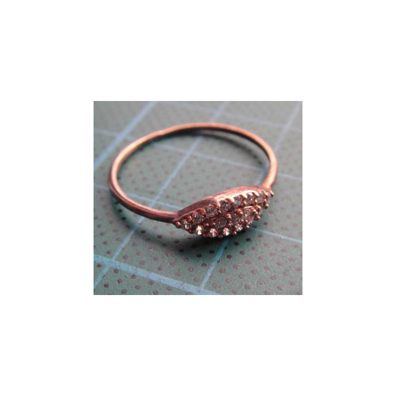 Rose gold colored marquise shaped zircon silver ring_1398