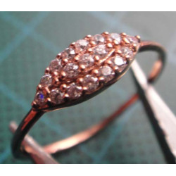 Rose gold colored marquise shaped zircon silver ring_1398